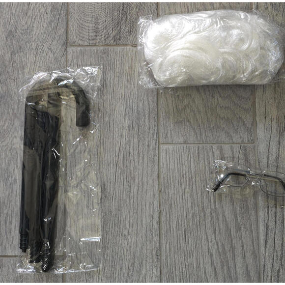 Old Lady Costume Set Grandma Wig Granny Wig Cap Madea Glasses Cane One Size - Picture 4 of 4